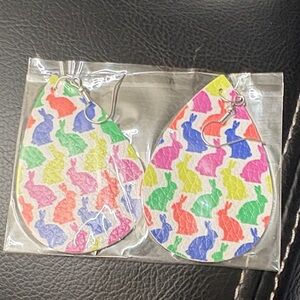 Multicolor Bunny Print Teardrop Earrings